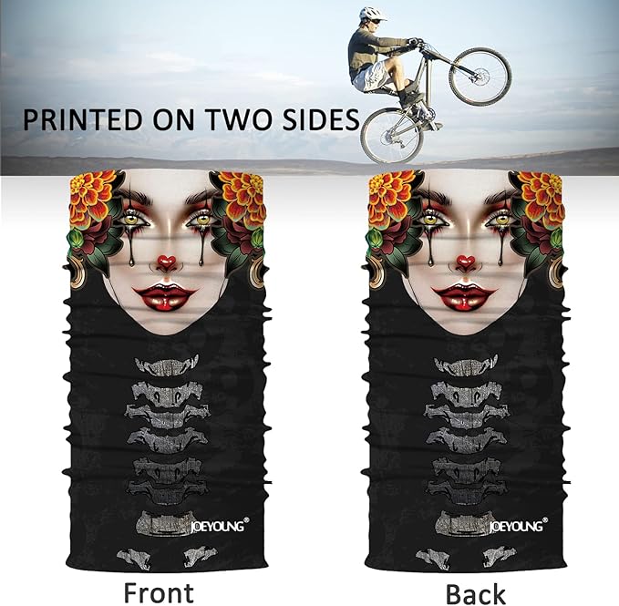 JOEYOUNG Skull Face Mask UV Sun Dust Neck Gaiter Bandana Headwear Motorcycle