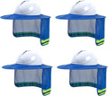 Hard Hat Sun Shade, High Visibility Sun Visor Neck Shade with Reflective Strip, Full Brim, Man & Woman (Hard Hat Not Included), Blue, 4 Pack