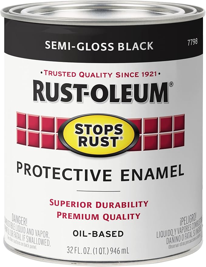 Rust-Oleum 7798502-2PK Stops Rust Brush Paint, Quart, Semi-Gloss Black