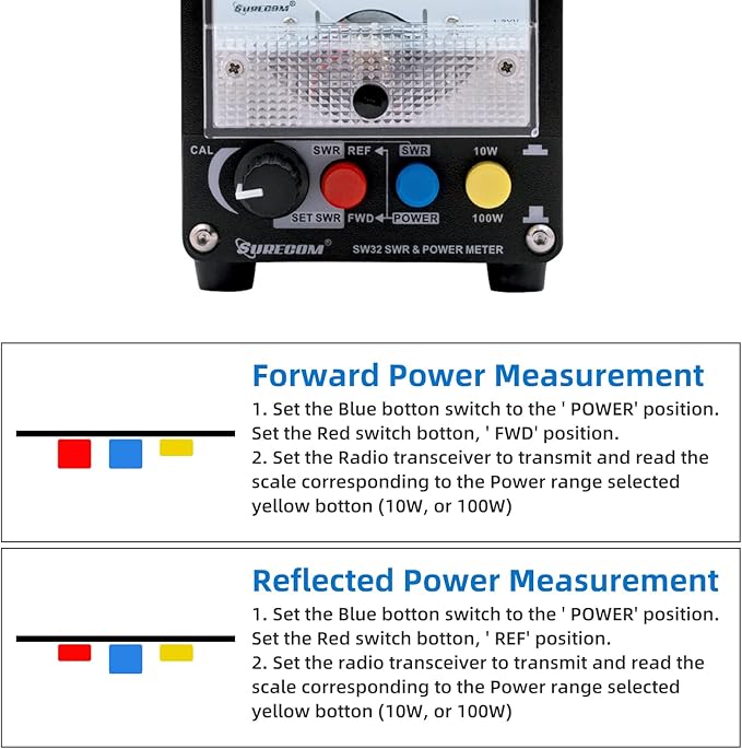Mcbazel Surecom SW-32UV 125-525MHz 100Watt SWR & Power Meter Black