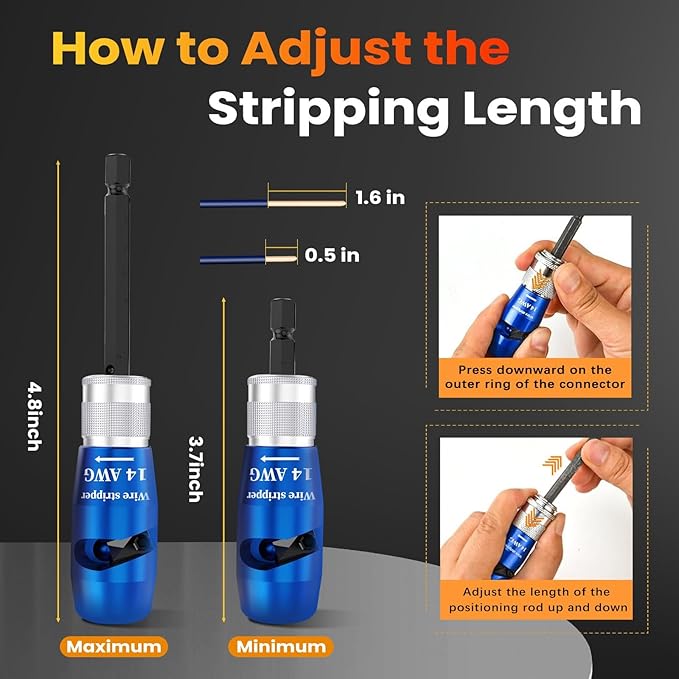 Wire Stripper for Drill, 6/8/10/12/14 AWG Wire Twister Tool for Drill, New Upgrade Drill Wire Stripper and Twister Kit, Wire Stripper Tool, Wire Stripping and Twisting Tool, Electrician Tools Set