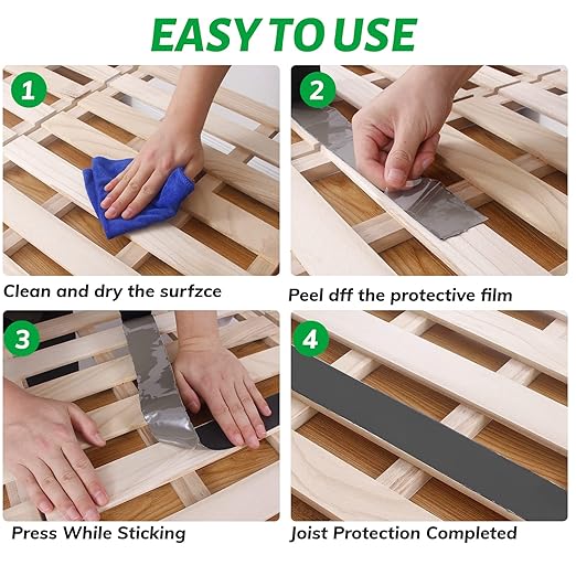 Joist Tape for Decking, 2" x 50' Butyl Deck Tape Waterproof Seal and Weather Resistance Self-Adhesive Flashing Tape,Anti-Corrosion for Wood Joists and Beams-Black (8 Roll)