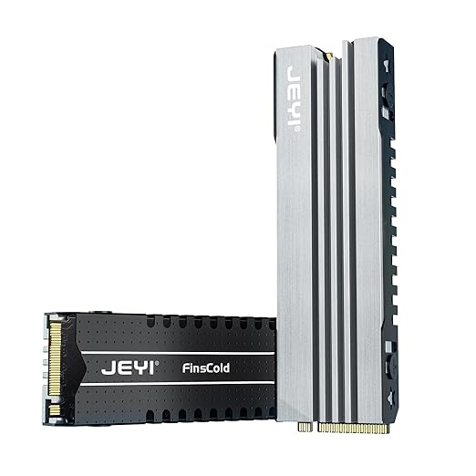JEYI M.2 HeatSink for PS5 / mATX/MiniATX, Ultra Slim 7mm Height Low Profile Aluminum Convective NVMe Heatsink, Passive Heat Sinks with Fins, FinsCold 007-2-Pack
