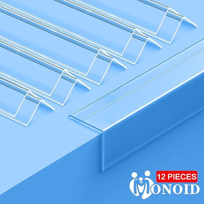 12PCS Clear Self-Adhesive Wall Corner Protectors，Corner Guards & Edge Protector for Wall Door Frame Cabinet Baseboard & Door, Table, Stair (35.4" X 1.18")