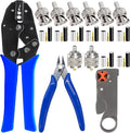 mxuteuk Coaxial Cable Tool Kit,BNC Crimp Tool with 8PCS BNC/UHF Crimp Male Connectors 1PCS Coaxial Cable Stripper 1PCS Wire Cutter for RG58, RG59, RG62, RG174