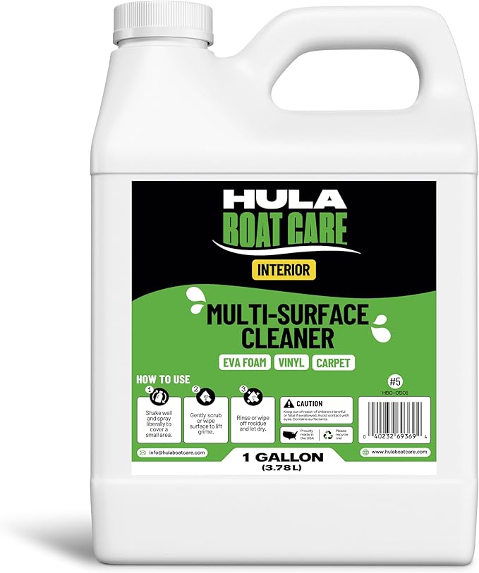 Hula Multi-Surface Cleaner — Vinyl, EVA Foam and Carpet, 1 Gallon — Boat Seat, Sea Deck and Marine Interior Cleaner, Biodegradable, Made in USA