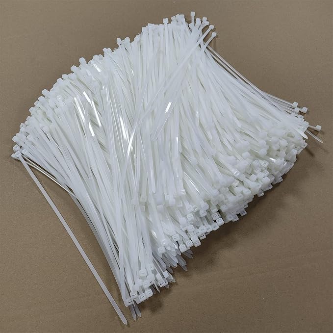 Zip Ties 1000 pcs 8 inch Cable Zip Ties, Premium Plastic Wire Ties with 40 LBS Tensile Strength, UV Resistant Cable Ties, White Nylon Tie Straps