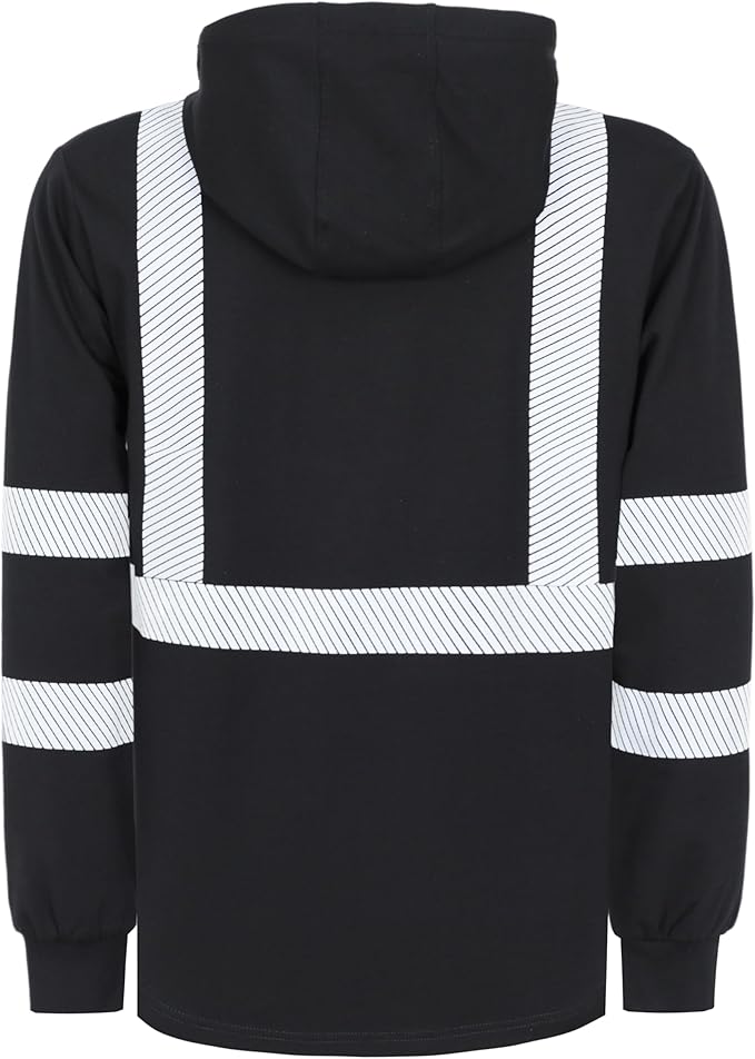 TICOMELA FR Shirts Pullover High Visibility 6oz Lightweight Hi vis Flame Resistant Reflective Hooded Work Shirt