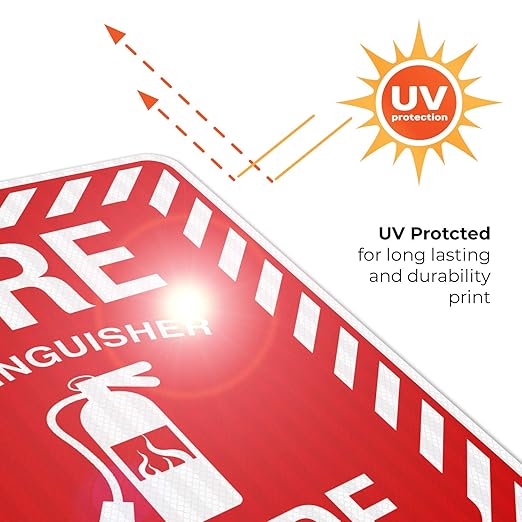 Fire Extinguisher Inside Sign, Fire Safety Sign, 24x30 Inches, 3M EGP Reflective .080 Aluminum, Fade Resistant, Indoor/Outdoor Use, Made in USA