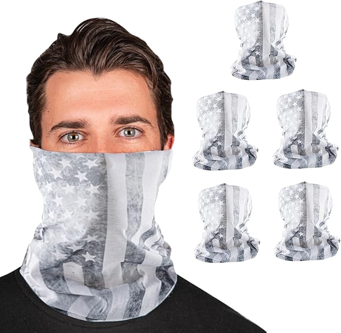 S A Company 5-Pack UV Face Shield | UV 30+ Multipurpose Neck Gaiter Balaclava for Adults | Multiple Color Packs