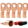 6pcs 2/0 Awg(00 Guage) - 1/2" (M12) Sanuke Wire Lugs Ring Terminal Connectors Ends Heavy Duty for Battery Cable Lug Wire Electrical Eyelets with 3:1 Dual Wall Adhesive Heat Shrink