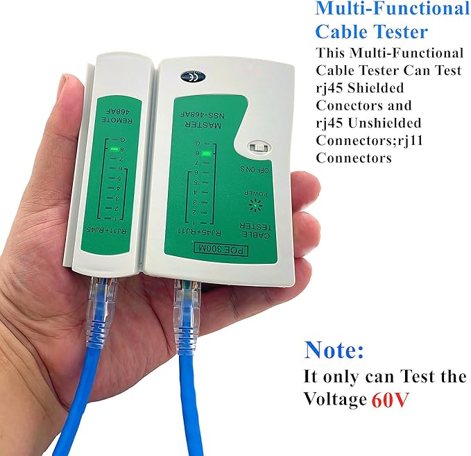 Pass Through rj45 Crimp Tool Kit, Network Tool Kit, Cat7 Cat6A Cat6 Cat5e Cat5 rj45 Crimping Tool with 50PCS cat6 Pass Through Connectors, Network Tester, Wire Cutter