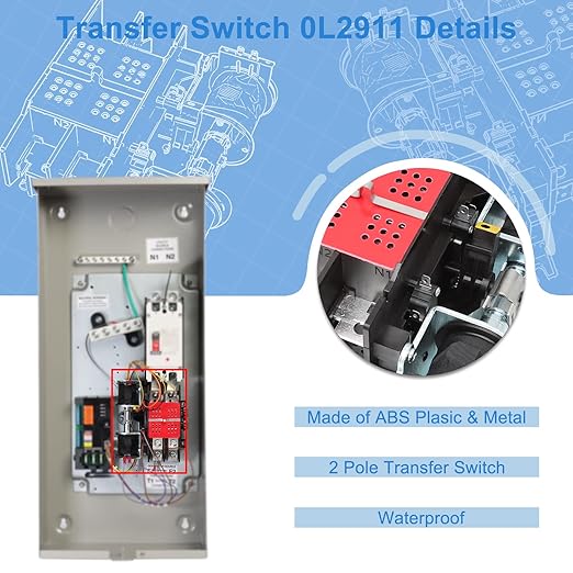 0L2911 Automatic Transfer Switch 200 Amp with Handle 200A 2P 250V Replacement for Generac Generator Transfer Switch Assembly 0D9618 0L2911
