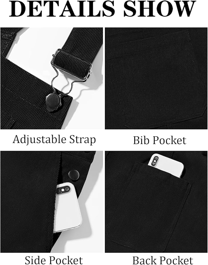 Runcati Mens Corduroy Bib Overalls Workwear Fashion Casual Jumpsuit Adjujstable Strap Romper Coverall