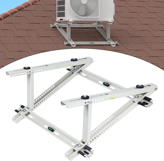 Flehomo Air Conditioner Rooftop Mount Bracket for Mini Split Air Conditioners Heat Pump System, Adjustable Mounting Bracket for Rooftop, Heavy Duty Roof Bracket for 9,000-24,000 BTU