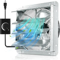 YOZON 16" Shutter Exhaust Fan with Speed Controller, Wall Mounted Wall Exhaust Fan, Automatic Shutter, High Speed, 1940CFM, Vent Fan for Garage, Greenhouse, Shed, Warehouse and Workshop - Silver