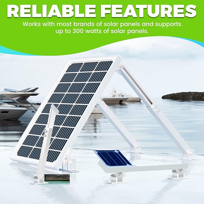 KUAFU Adjustable Solar Panel Tilt Mount Brackets Support up to 300W Solar Panel for Boats, RV, Roof on-Grid/Off-Grid Systems and Any Flat Surface Telescopic Bracket Solar Panel Pole Mount