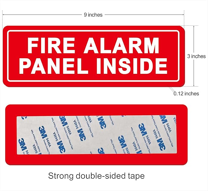 Fire Alarm Panel Inside Sign – Made from Premium Durable Acrylic Material, Super Strong Self-Adhesive, Quick Installation, Perfect for Your Business and Home (9x3 Inches, Red)