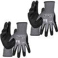 KLEIN TOOLS 60586 Work Gloves, Knit Dipped Cut Resistant ANSI A2 Nitrile Coated Gloves, HPPE Fabric, Touchscreen Capable, X- Large, 2-Pair