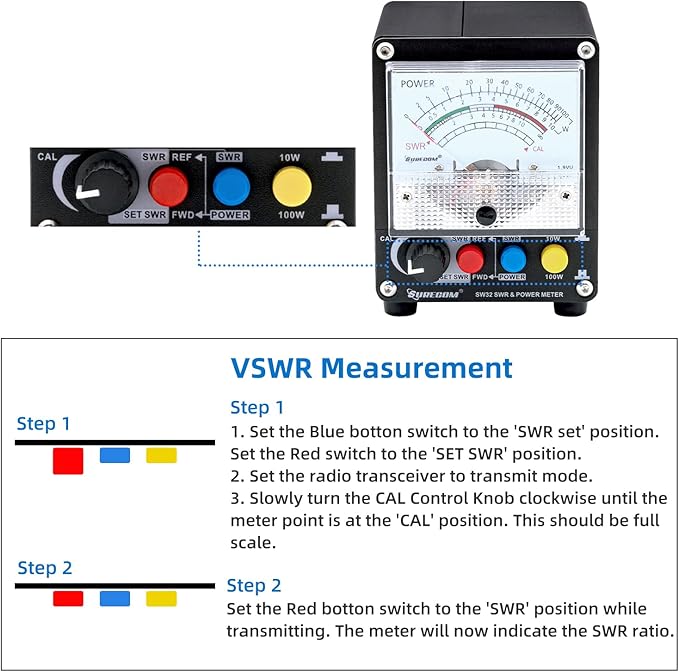 Mcbazel Surecom SW-32UV 125-525MHz 100Watt SWR & Power Meter Black
