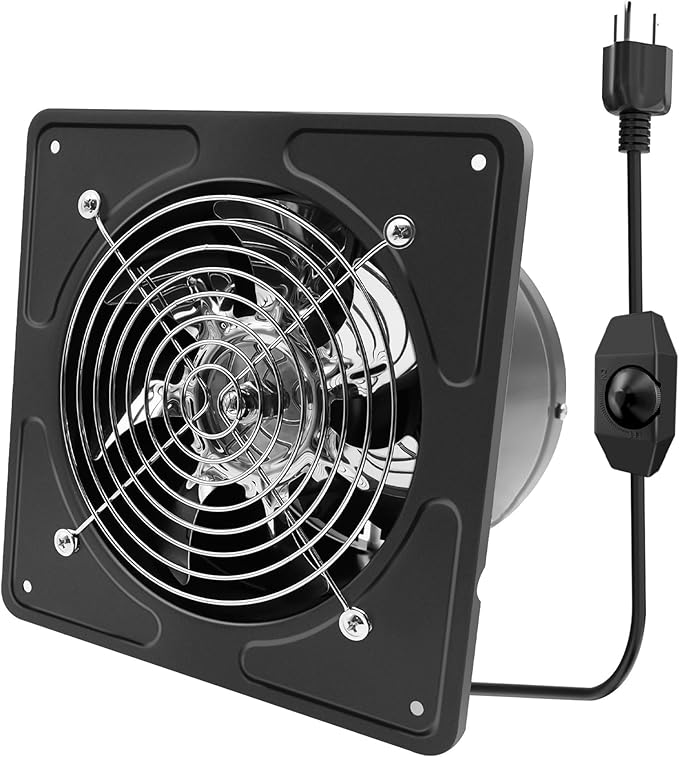 8 Inch Exhaust Fan,530CFM Kitchen Exhaust Fan with Speed Controller,110V 80W Wall Mounted Vent Fans with Damper for Shop, Smoking Room, Industrial Ventilation Use (8-inch Black)