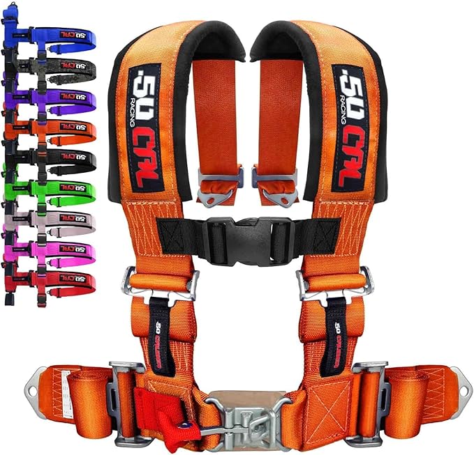 4 Point Harness for Bucket Seat, Quick Release Latch, 9 Color Options, Racing Harness, Race Car, Off Road Vehicle, UTV, RZR