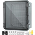 Waterproof Electrical Junction Box, IP67 Plastic Weatherproof Outdoor WiFi Enclosure with Mounting Plate, Wall Brackets, for WiFi Electronics Project, Clear (5.9"x5.9"x3.5")