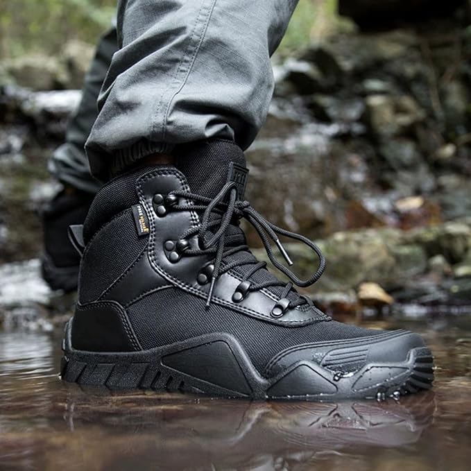 FREE SOLDIER Men's Waterproof Hiking Boots Tactical Work Boots Outdoor Lightweight Military Boots