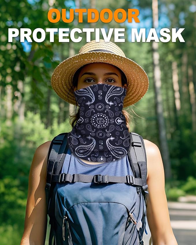 4Pack Neck Gaiter for Men Women Face Cover Mask Head Wrap Balaclava Headwear Bandana Headband Magic Scarf