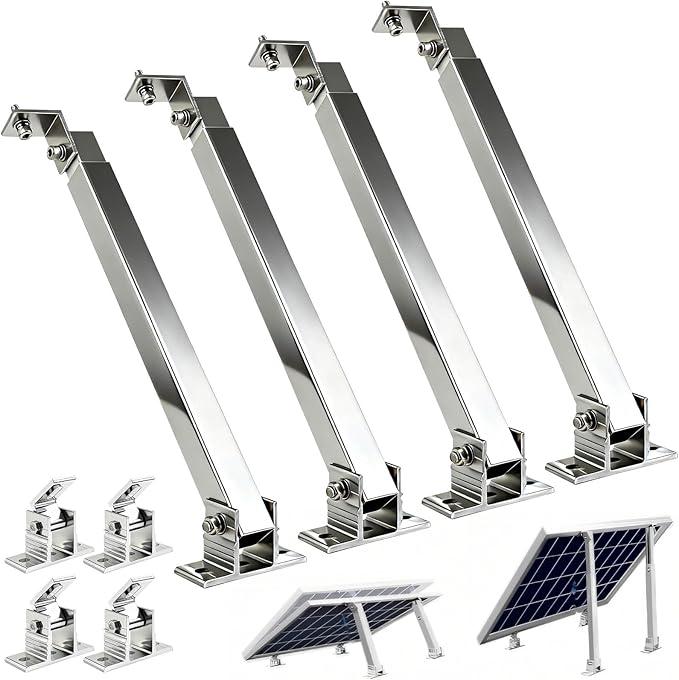 GCCSJ 2 Sets Solar Panel Mounting Brackets, 14-27 inch Adjustable Solar Panel Tilt Mount Brackets, Aluminum Alloy Solar Panel Mounting Kit Suitable for 100-450W Solar Panels for RV Roof Boat Camping