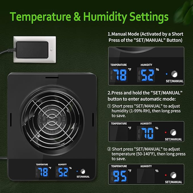 4-Inch Grow Tent Inline Duct Fan, Smart Temperature & Humidity Control, Automatic Ventilation System, for Grow Tents, Mushroom Rooms, Greenhouses (2-Pack)