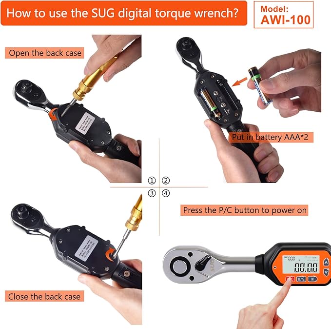 Professional 1/2-Inch Drive Digital Torque Wrench with Buzzer & LED, 3-100 Nm, Accurate to 2%, Calibrated for Reliable Performance - Ideal Bike & Car Repair Tool