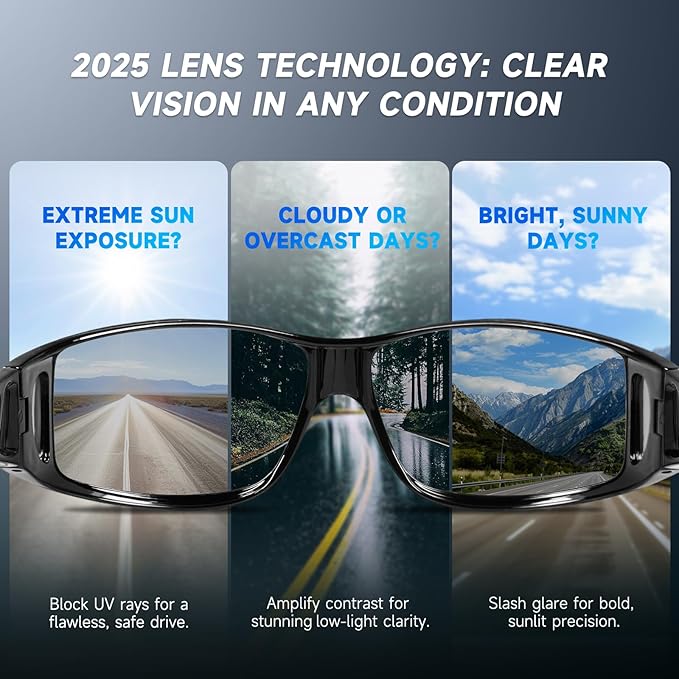 Night Driving Glasses Night Vision Glasses Fit Over Glasses Polarized Anti-Glare UV400 Gift for Men Women