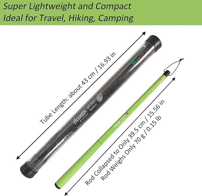Aventik FreshStart Tenkara Rod in 7ft/8ft, Complete Beginner Tenkara Rod Kit, 24T Carbon Fiber, Easy to Cast Flexible Durable Lightweight and Compact