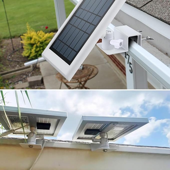 Gutter Mount for Ring, Arlo, Reolink Solar Panels, Adjustable Aluminum Bracket for Ring– Easy Installation, Perfect Sunlight Angle (White)