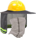 TCCFCCT Hard Hat Shade, Full Brim Mesh Neck Sun Shield, High Visibility Neck Protection & Bandana Headband Face Scarf, Hard Hat Accessories, 2 Pack, Grey