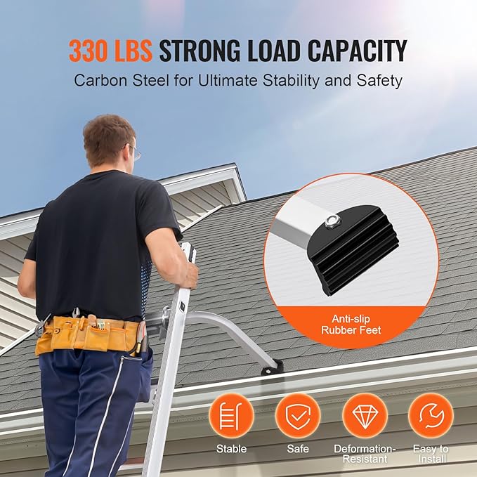 VEVOR Ladder Stabilizer, Extension Ladder Standoff, Heavy Duty Wing Span/Wall Ladder Accessories for Roof Gutter, Easy to Use & Wide Adaptability & Anti-Slip Rubber Feet, 330 lbs Weight Rating