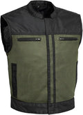 First Mfg Co Lowrider Mens Motorcycle Biker Riding Armor Club Style Black Leather, Twill, Moto Mesh, Perforated Vest