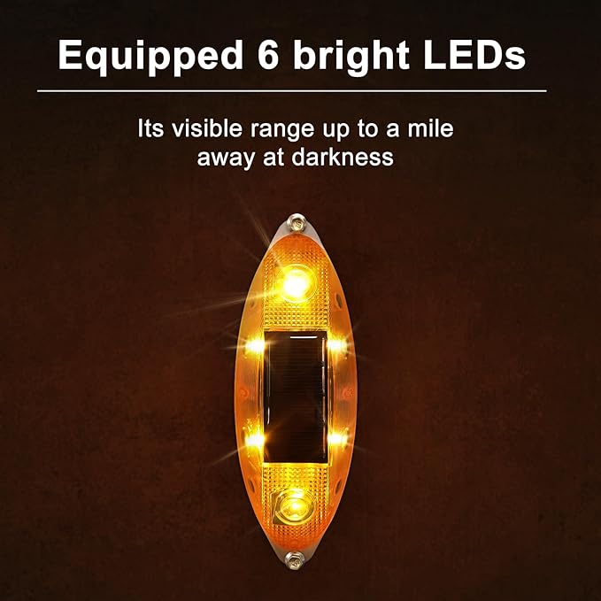 Aolyty Solar Strobe Warning Light Outdoor, Bright Solar Safety Flashing Light 4 Pack Road Signs IP54 Waterproof for Construction Site, Traffic, Dock, Marine, Stop Sign (White)