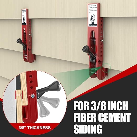 Siding Tools for Installation,Siding Mounting Kit, Compatible with 3/8-Inch Fiber Cement, Lap Gauge/Clamps with Adjustable Reveals(Red)