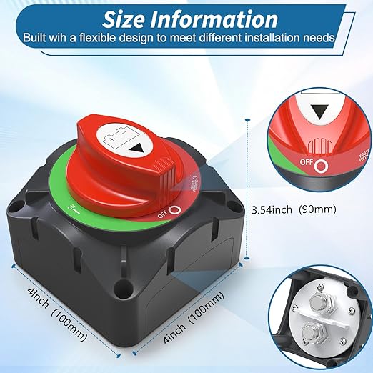 COZYEHOO Battery Disconnect Switch 12V Master,12V-48V Battery Shut Off Switch 275Amps High Current for Car Marine Boat RV Vehicles(On/Off)