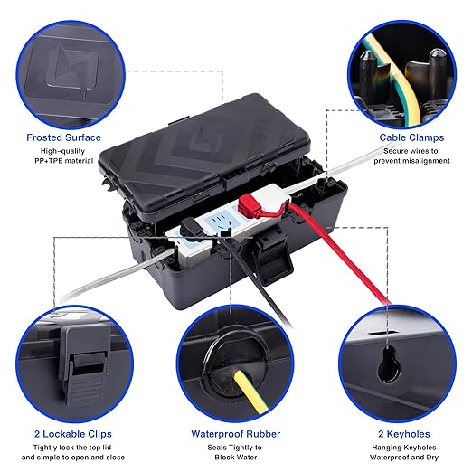 Medium Outdoor Electrical Box Waterproof (10''X 5''X4''),Extension Cord Cover,Weatherproof Electrical Box,Outlet Cover,Protect Plug,Socket,Power Strip,Light Decoration,LAN Routers or Complex Wiring