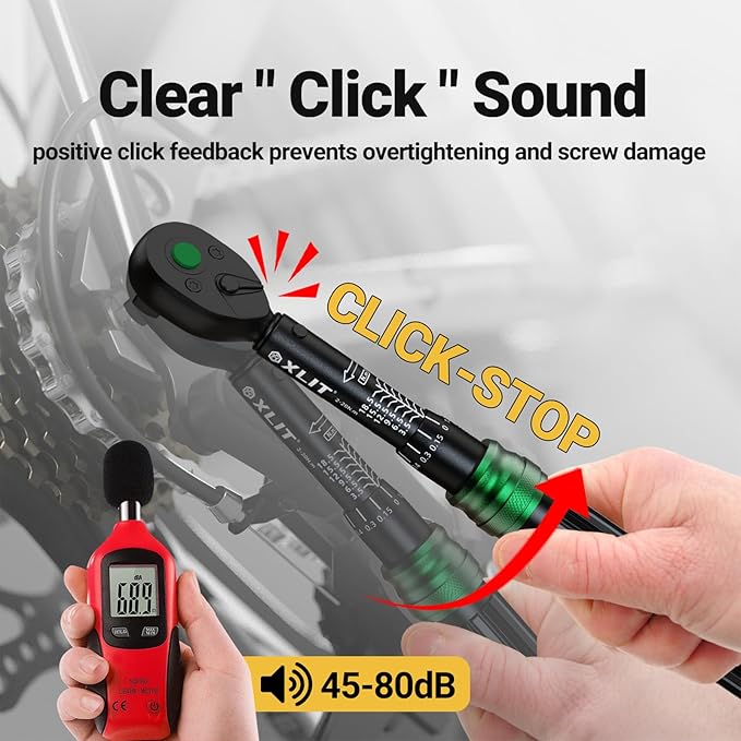 1/4" Click Torque Wrench Set, 32-Piece Portable Bicycle Maintenance Tool Kit, 2-20 Nm ±3% Precision, S2 Torx & Hex Bits, Torque Wrench for Road/Mountain Bike (MTB) & Cycling Repair