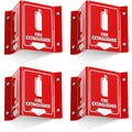 SmartSign (4-Pack) Fire Extinguisher Projecting Sign with Down Arrow - 5" x 6", Two-Sided Wall Mount Polished Acrylic Corridor V-Sign, White on Red