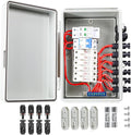 Combiner Box for Solar Panels Pv Combiner Box Solar Combiner Box with 4 String 15A Rated Current Fuse Surge Protective Device and 63A Air Circuit Breaker for On/Off Grid Solar Panel System