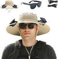 Fishing Hats with Sunglasses, Wide Brim Sun Hat with 2 Solar Fan, USB & Solar Powered Fishing Hats, Solar Fan Hats UPF 50+