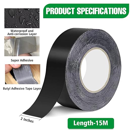 Joist Tape Bulk Butyl Flashing Tape for Decks & Roofs,Butyl 1 Roll 2" x 50' Sealant Tape Premium Waterproof & Anti-Corrosion Deck Joist Tape for Decks,Beams and Wood