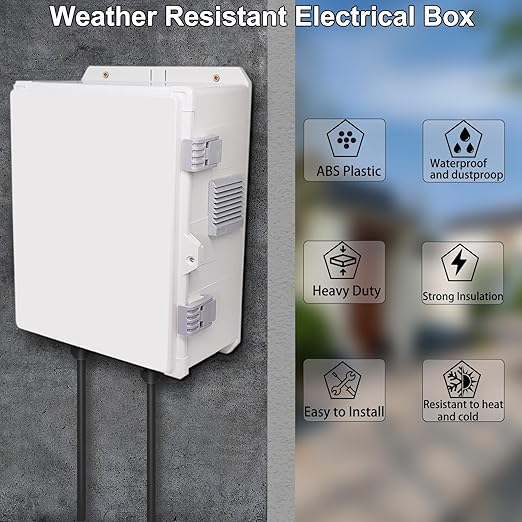 Outdoor Electrical Junction Box, Ventilation and Heat Dissipation ABS Plastic Project Enclosure with Internal Mounting Panel 13"x 9.2"x 5.6"