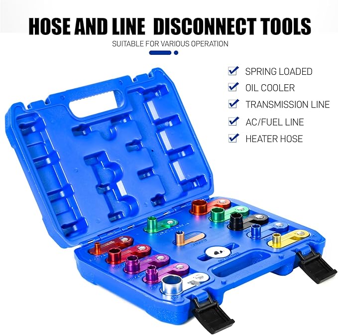 13 Piece Aluminum Spring Disconnect Set, Fuel and Transmission Line Disconnect Kit for Couplings Fuel Lines, Cooler Lines, Heater Lines and Air Conditioning Line