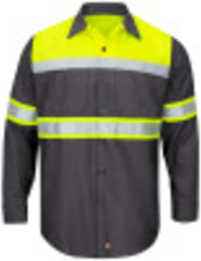 Red Kap Men's Hi-vis Ls Colorblock Ripstop Work Shirt-Type O, Class 1